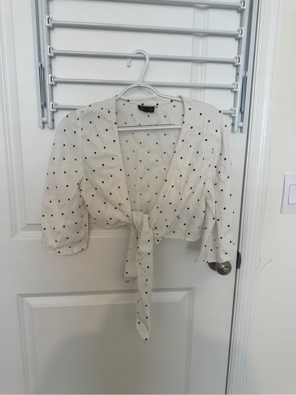 Topshop White Polka Dot Blouse